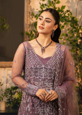 HemStitch Festive Embroidered Net 3 Piece Unstitched Suit HS24FE D-04 MOONLIGHT